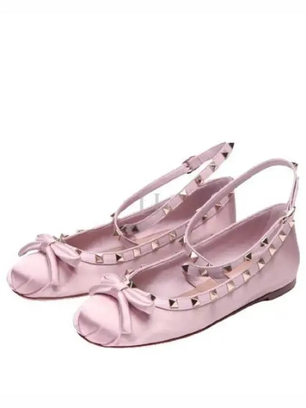 4W0S0HB6 SWH 6E0 4W2S0HB6 Rockstud Satin Ballerina Shoes