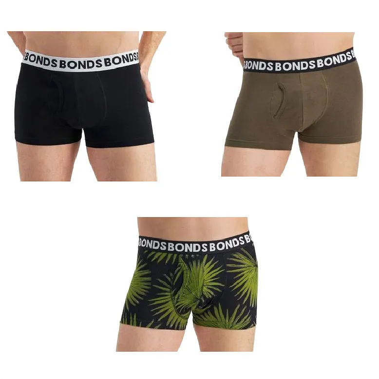 6 Pairs X Bonds Mens Everyday Trunks Cotton Leaf Print Pack