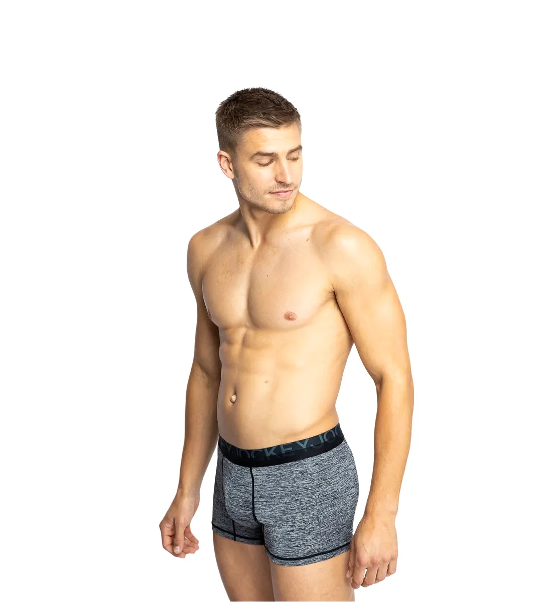 6 x Jockey Mens Microfibre Comfy Trunk Black Marle Underwear