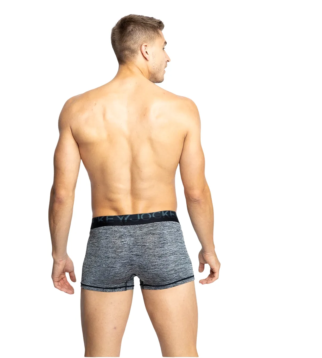 6 x Jockey Mens Microfibre Comfy Trunk Black Marle Underwear