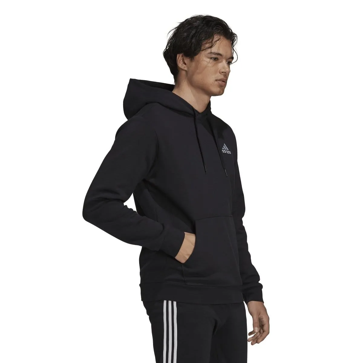 ADIDAS MEN'S ESSENTIALS FLEECE BLACK HOODIE