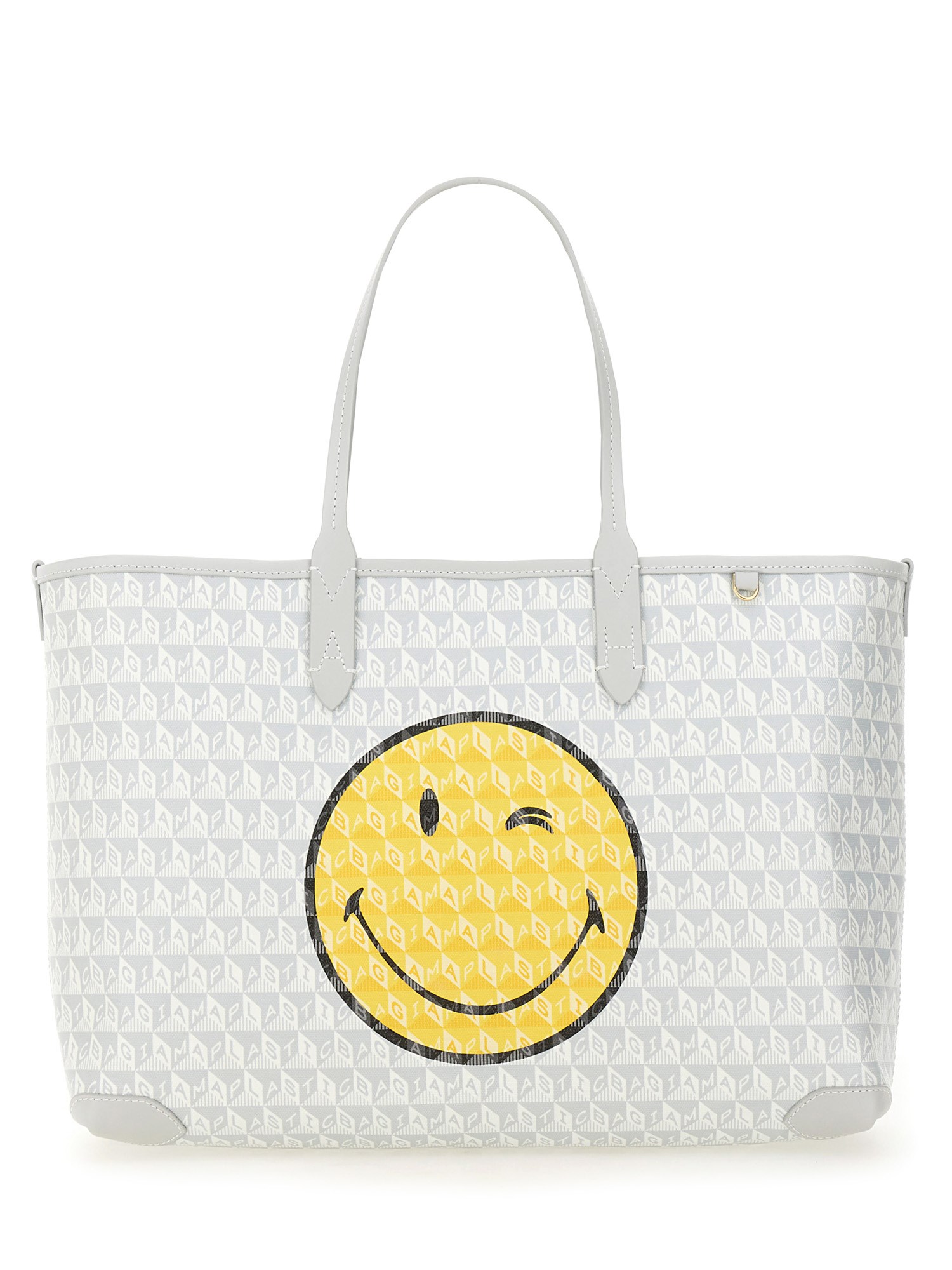 ANYA HINDMARCH    ZIPPERED I AM A PLASTIC BAG WINK SMALL TOTE BAG