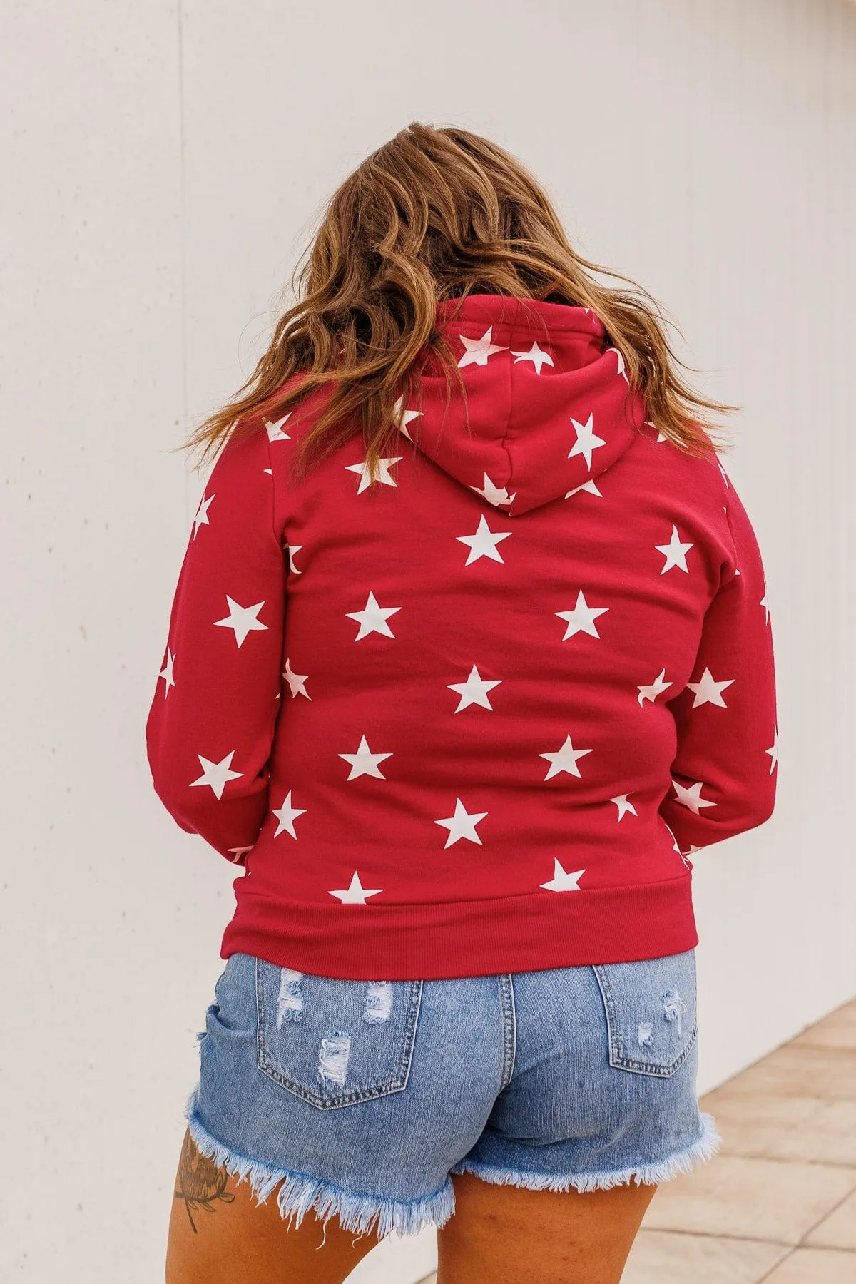 Be A Star Drawstring Hoodie- Red