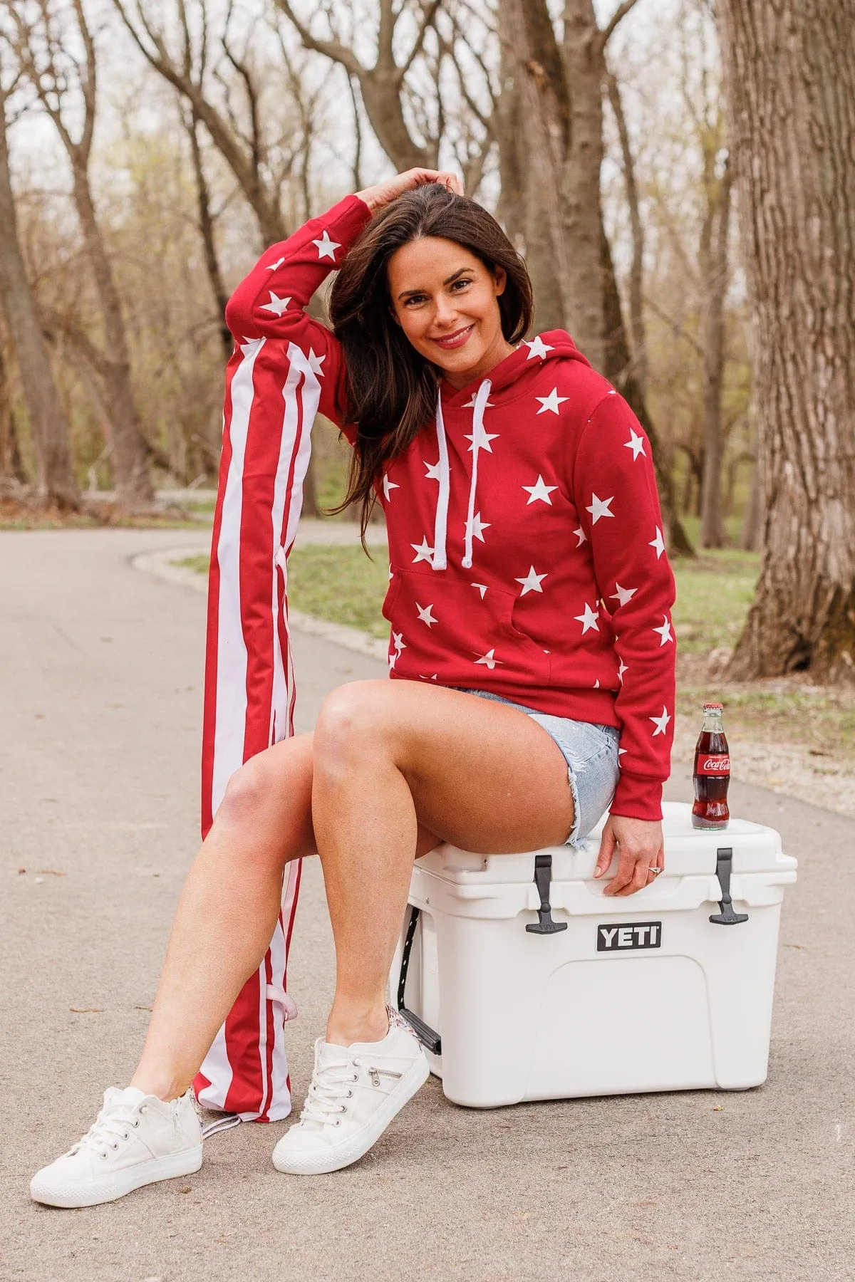 Be A Star Drawstring Hoodie- Red