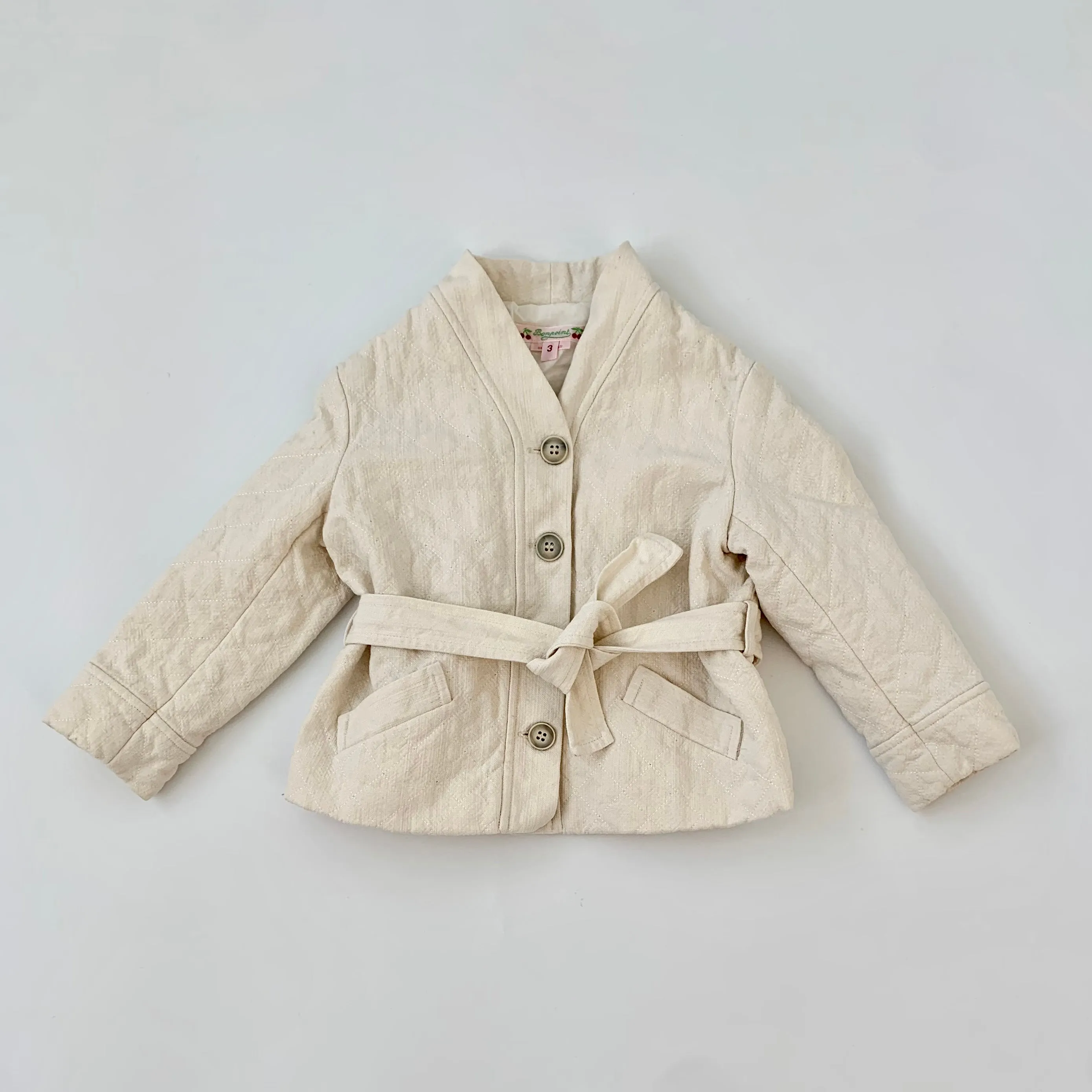 Bonpoint Cream Collarless Jacket: 3 Years