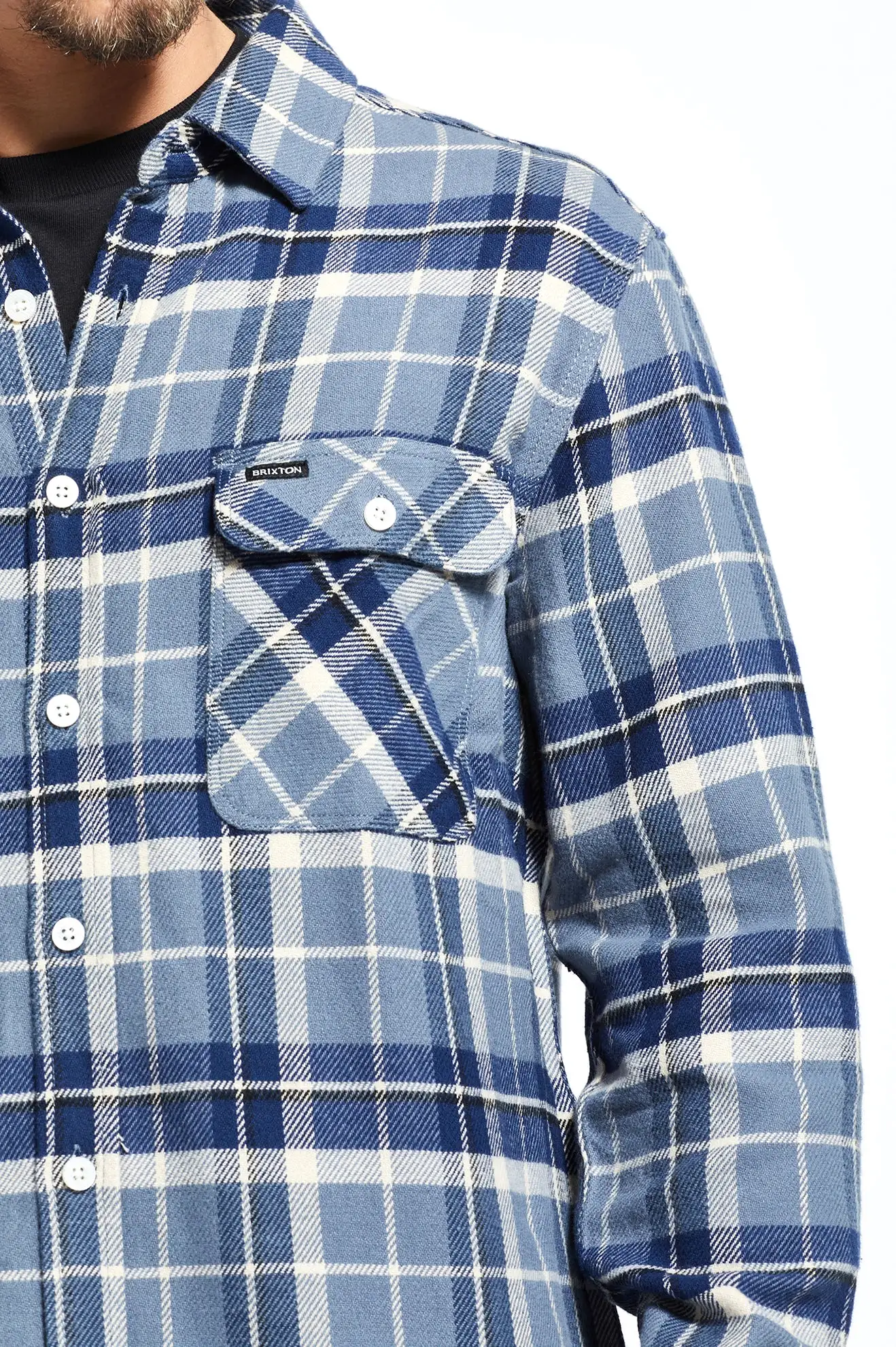 Bowery L/S Flannel - Flint Blue/Twilight Blue/Beige