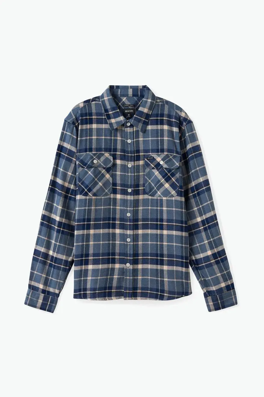 Bowery L/S Flannel - Flint Blue/Twilight Blue/Beige