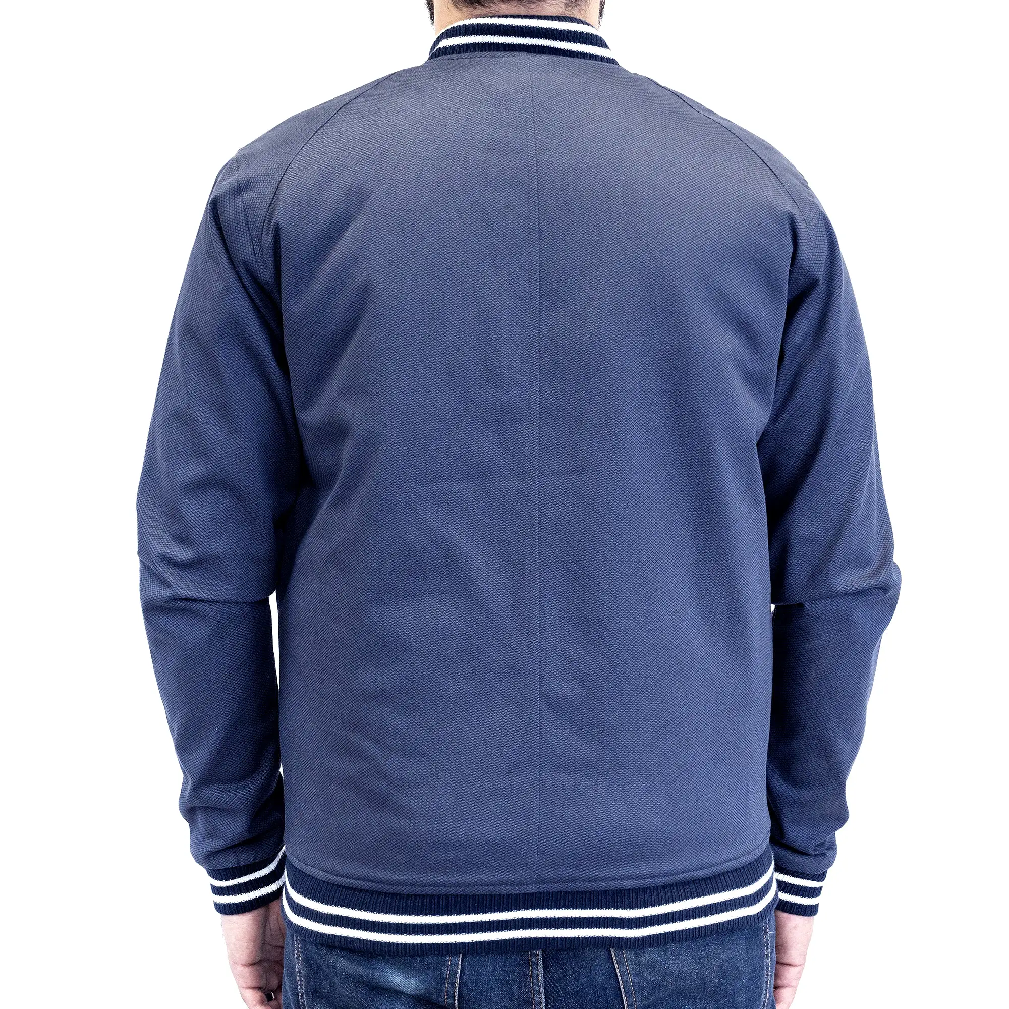 Buttoned Navy Varsity Jacket