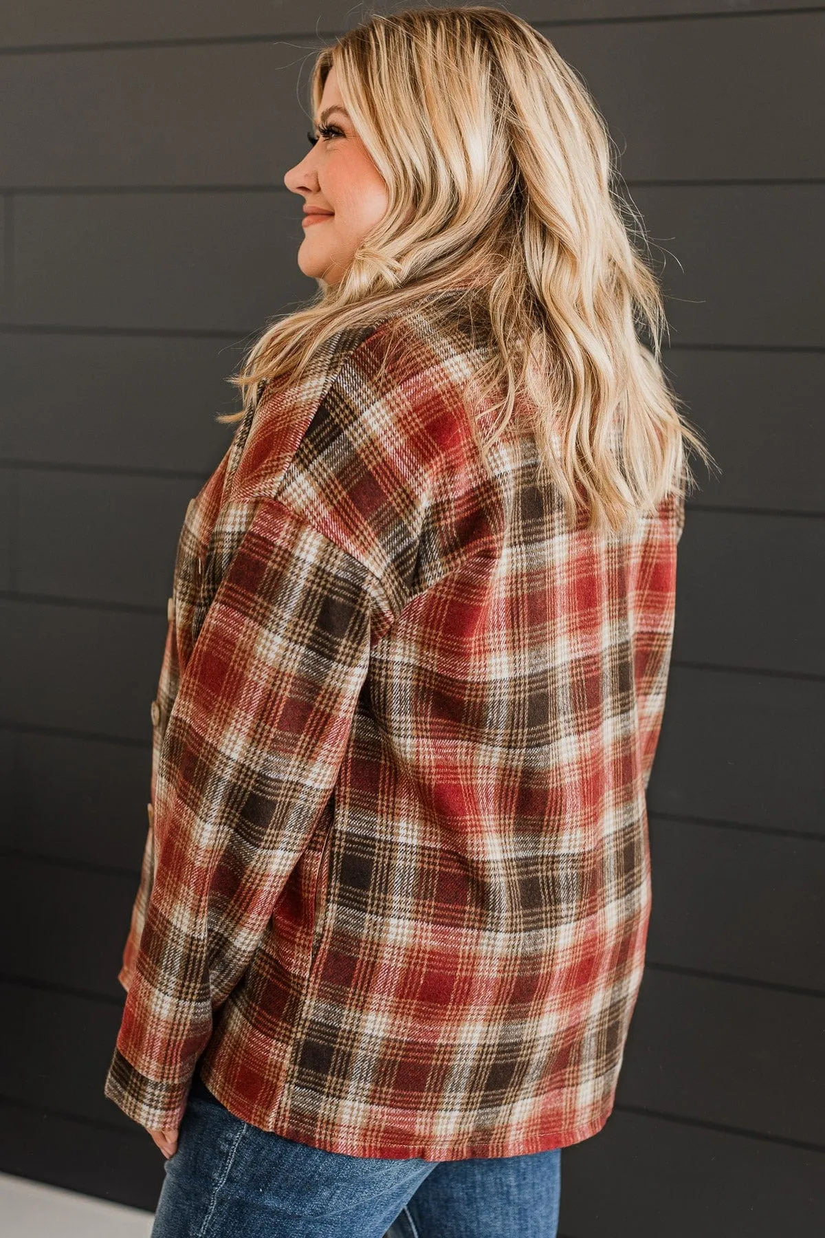 Campfire Nights Plaid Jacket- Red & Brown