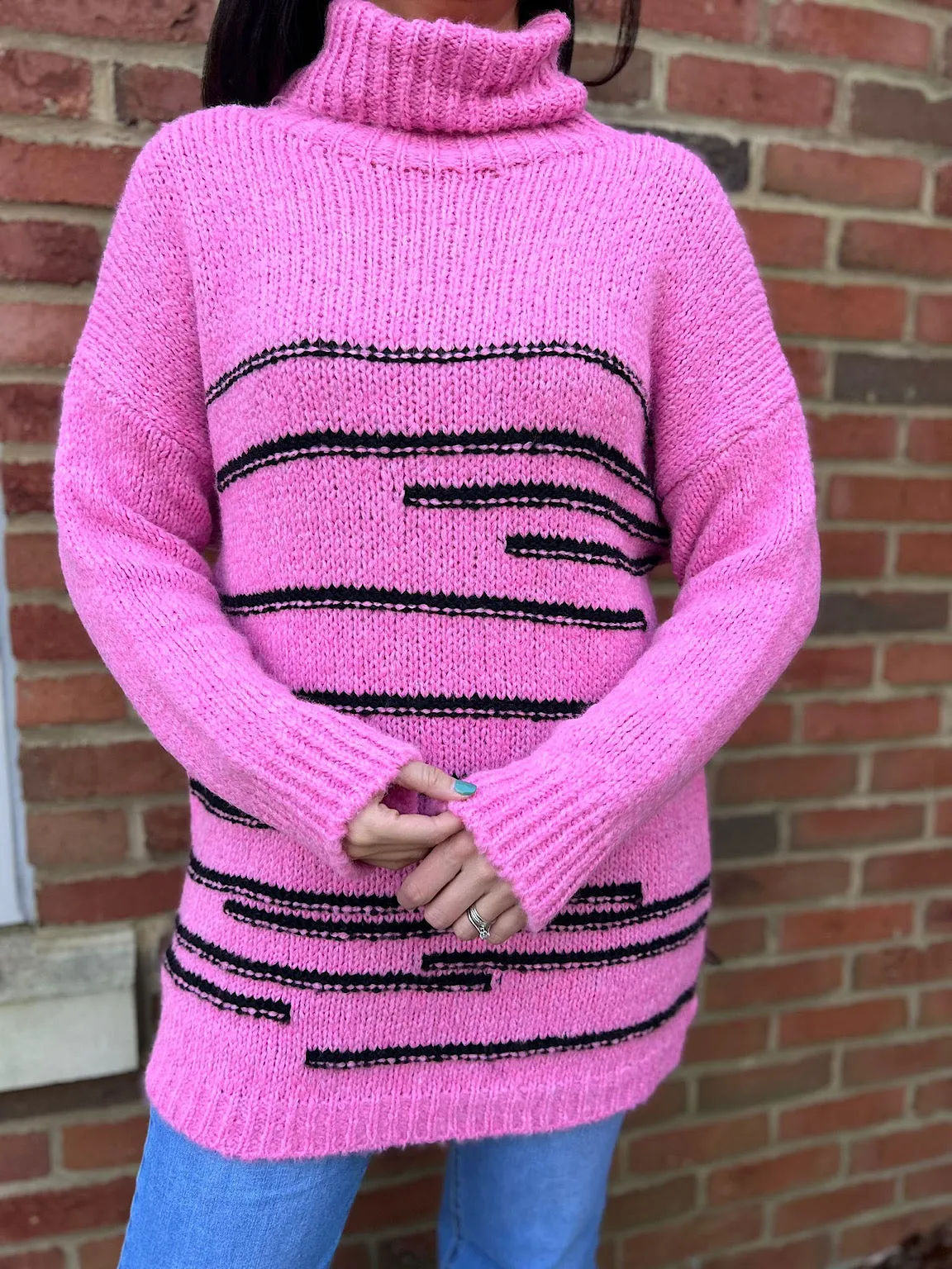 Candy Pink Stripe Patterned Jumper Dina