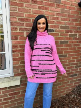 Candy Pink Stripe Patterned Jumper Dina