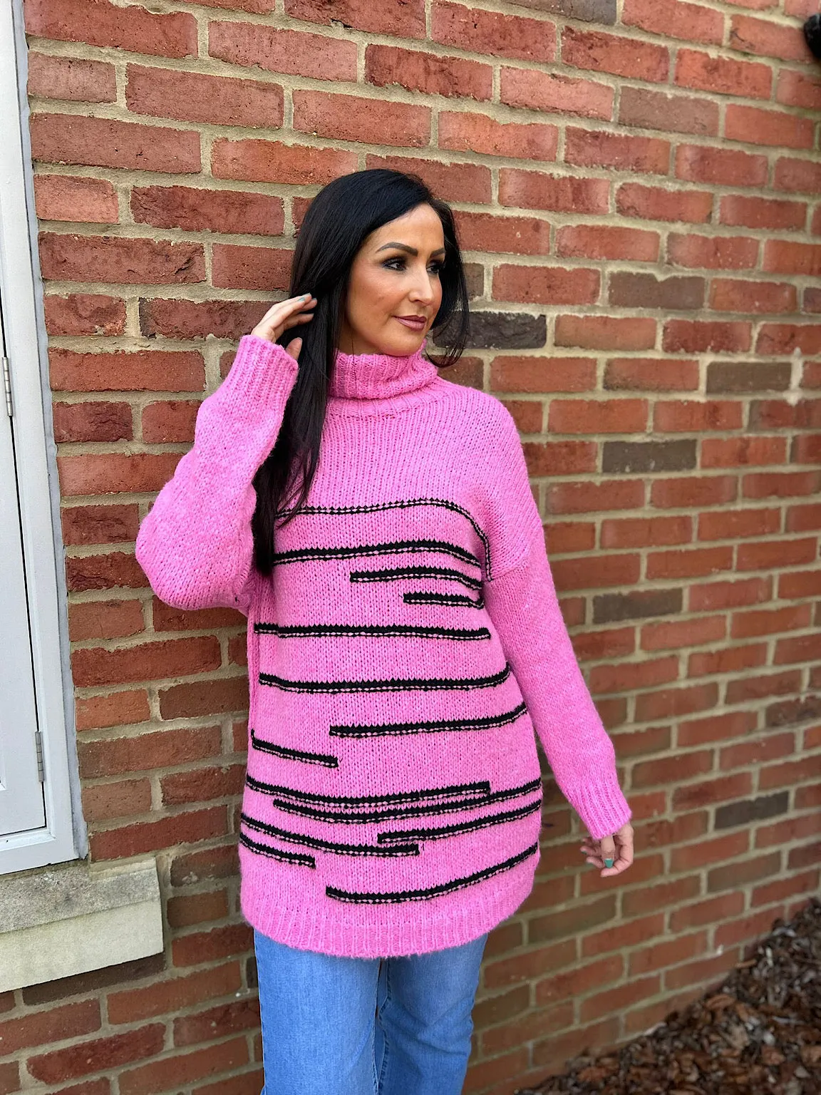 Candy Pink Stripe Patterned Jumper Dina