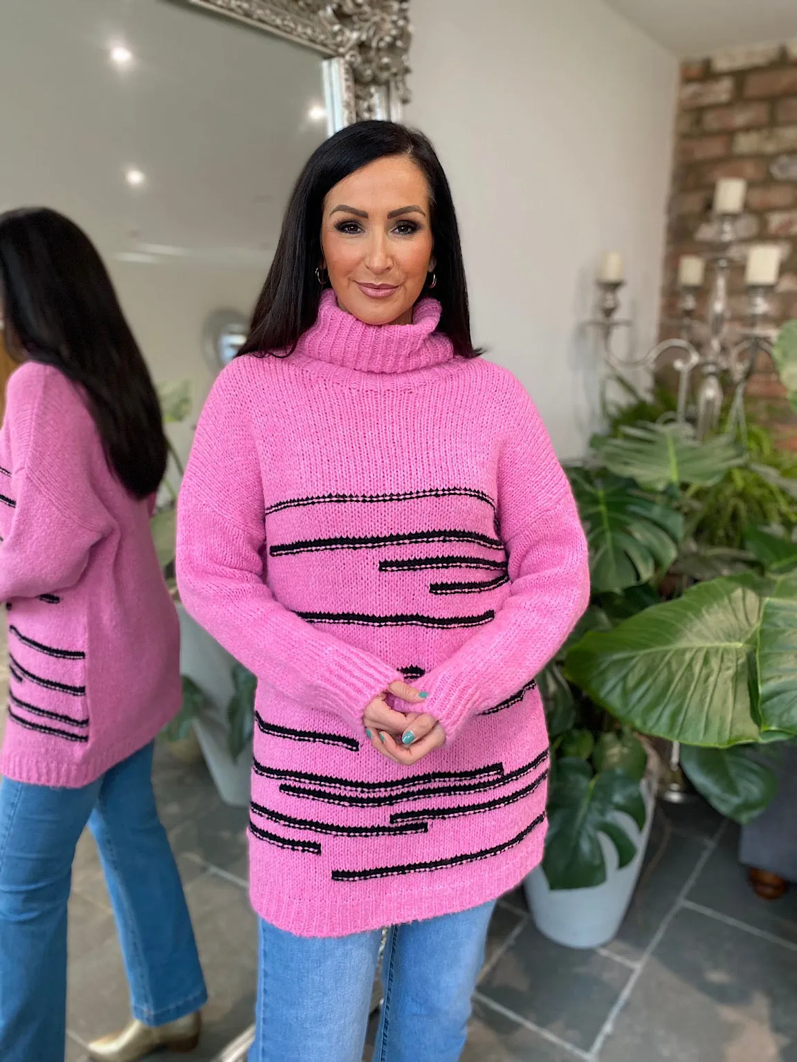 Candy Pink Stripe Patterned Jumper Dina