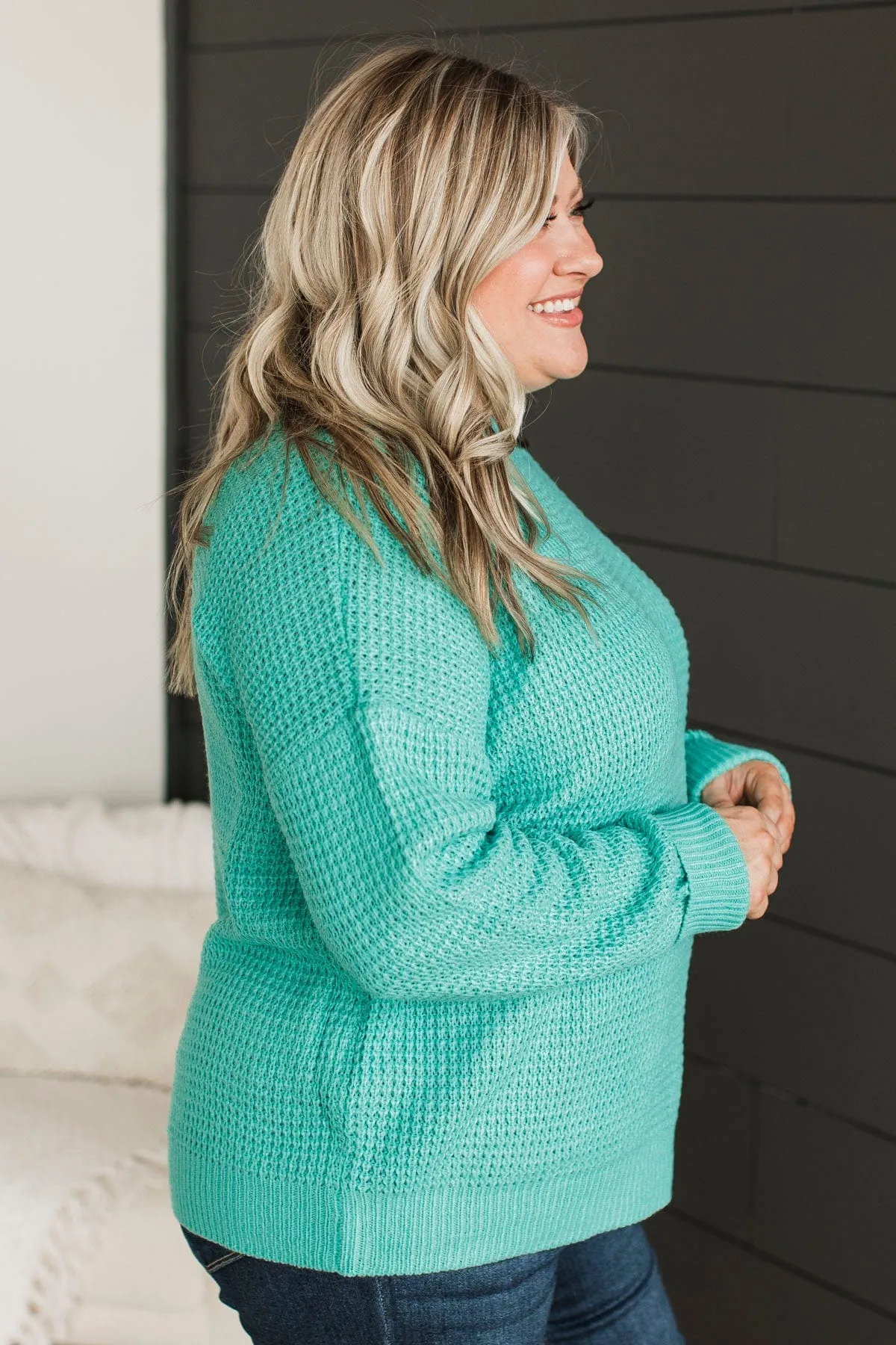 Captivating In Color Knit Sweater- Dark Mint