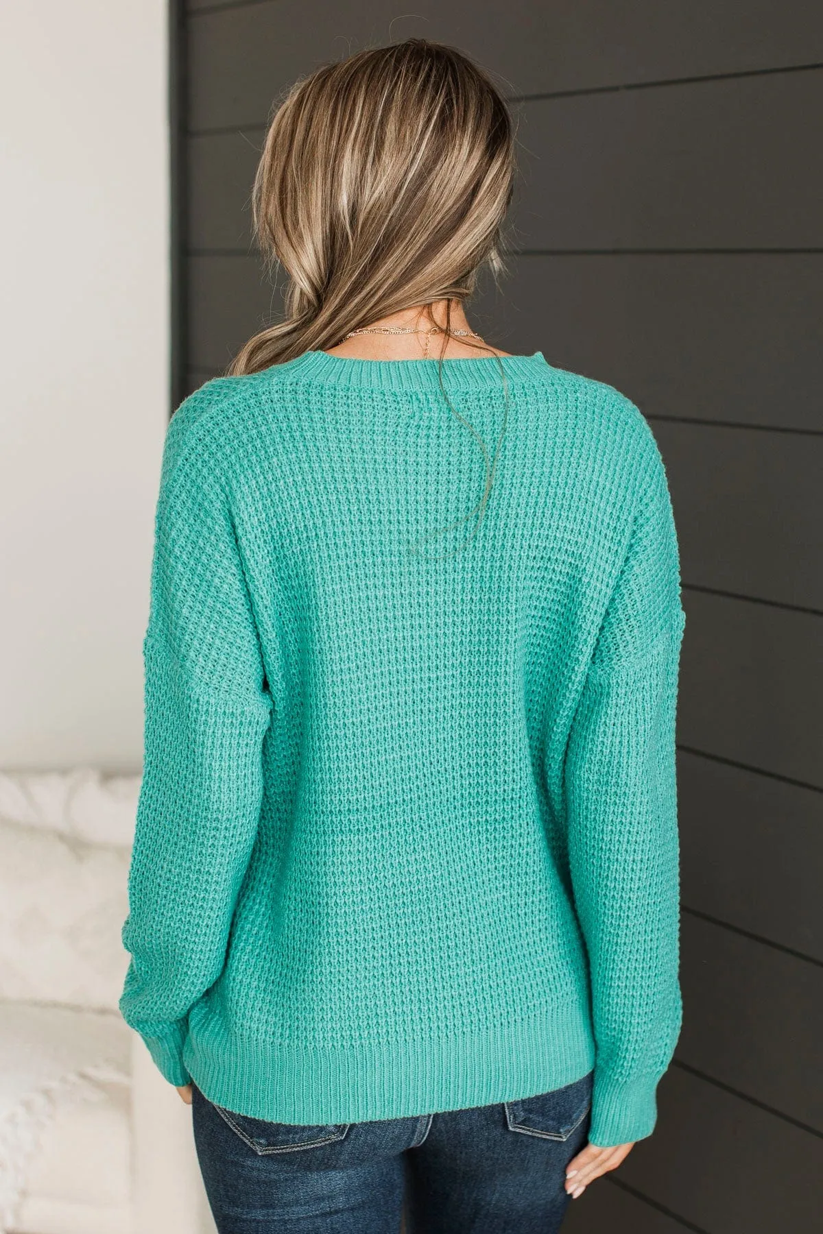 Captivating In Color Knit Sweater- Dark Mint