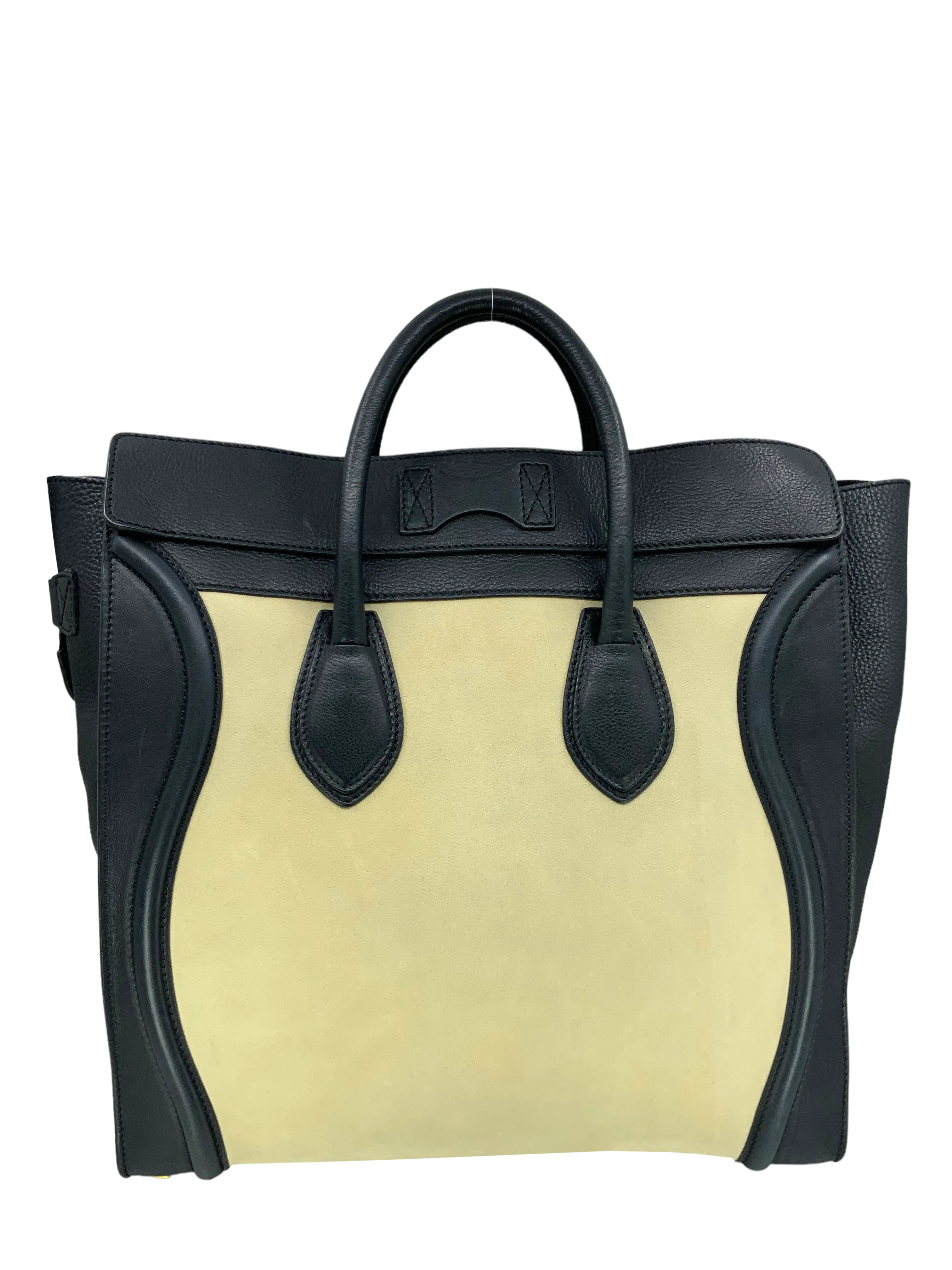 Celine Nubuck Calfskin Leather Medium Luggage Tote Bag