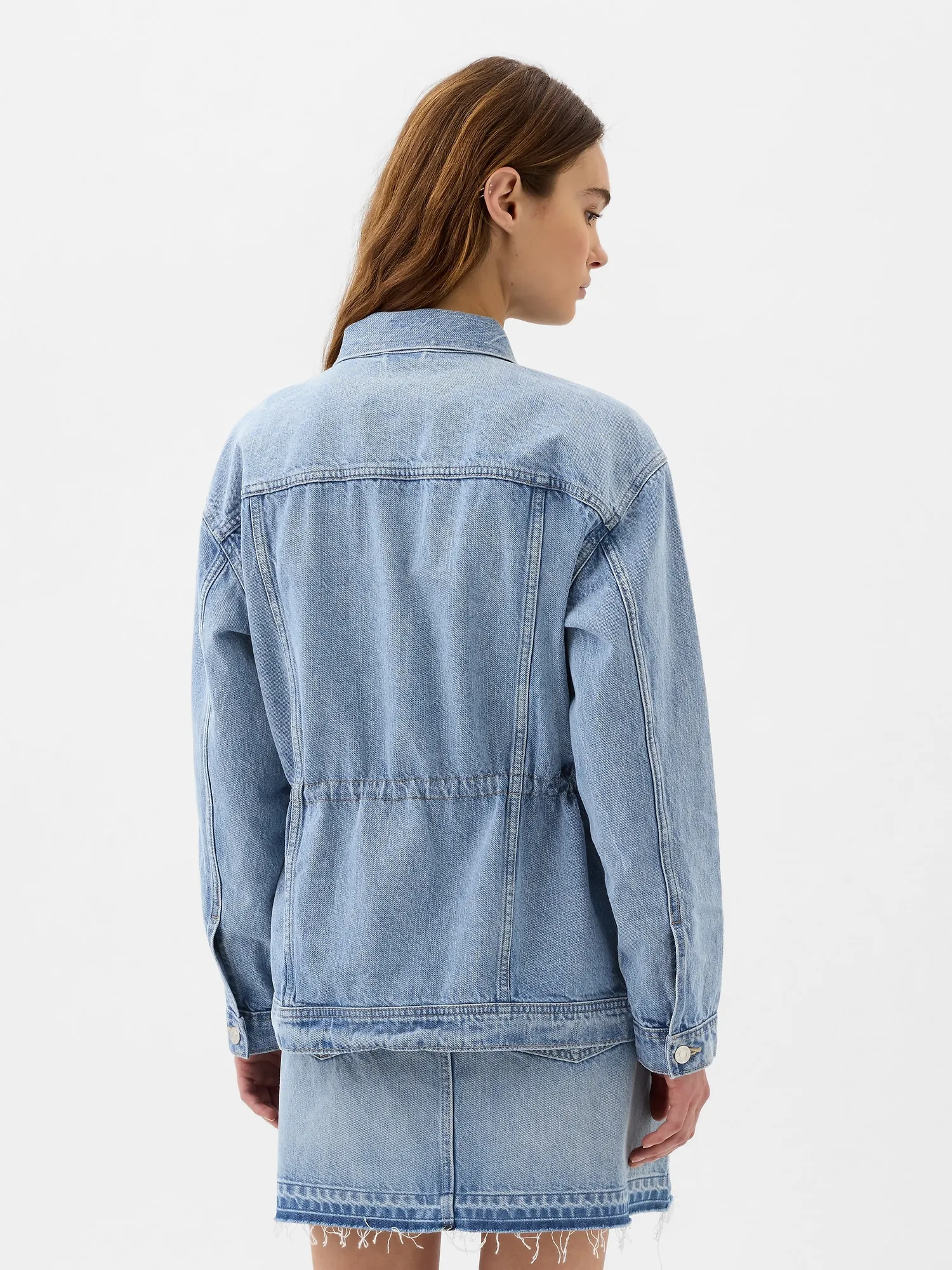 Cinched-Waist Denim Jacket