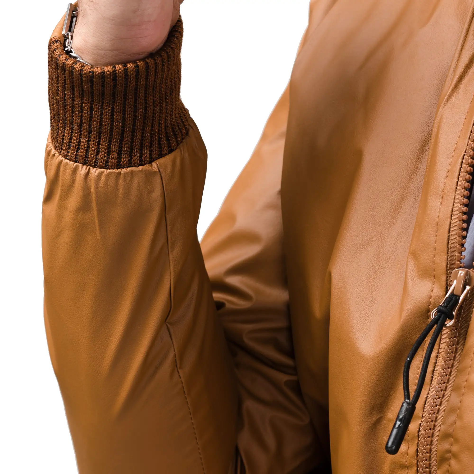 Contrast Rexine Jacket-Mustard