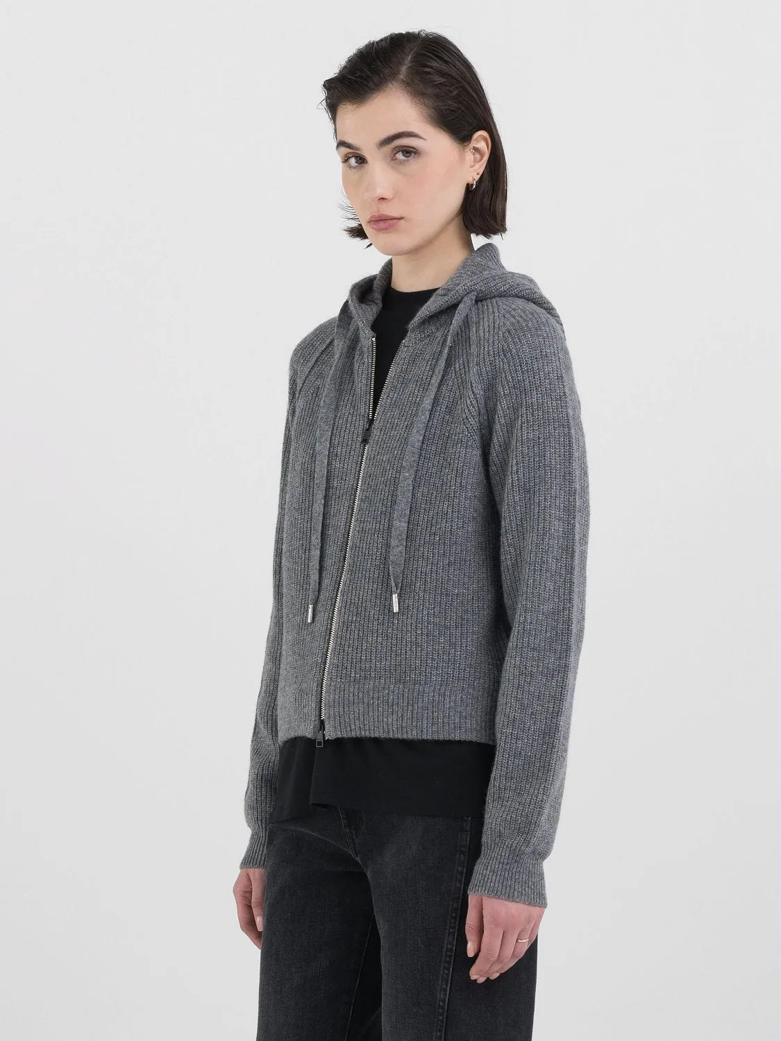 CROPPED HOODED SWEATER WITH ZIP