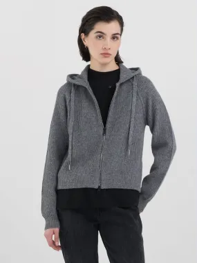 CROPPED HOODED SWEATER WITH ZIP