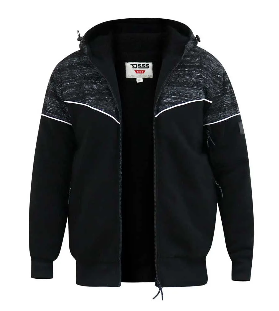 D555 Mens Black Hoodie With Sherpa Lining (HENNESSEY)