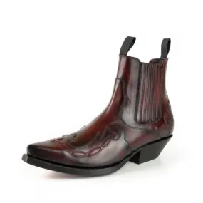 Dark wine leather Mayura Boots mens western ankle boots