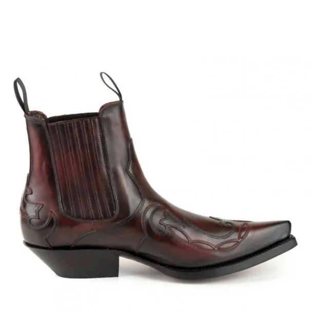 Dark wine leather Mayura Boots mens western ankle boots