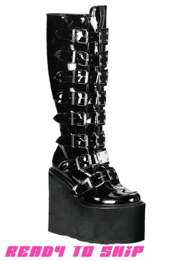 DEMONIA SWING 815 BOOTS - BLACK PATENT