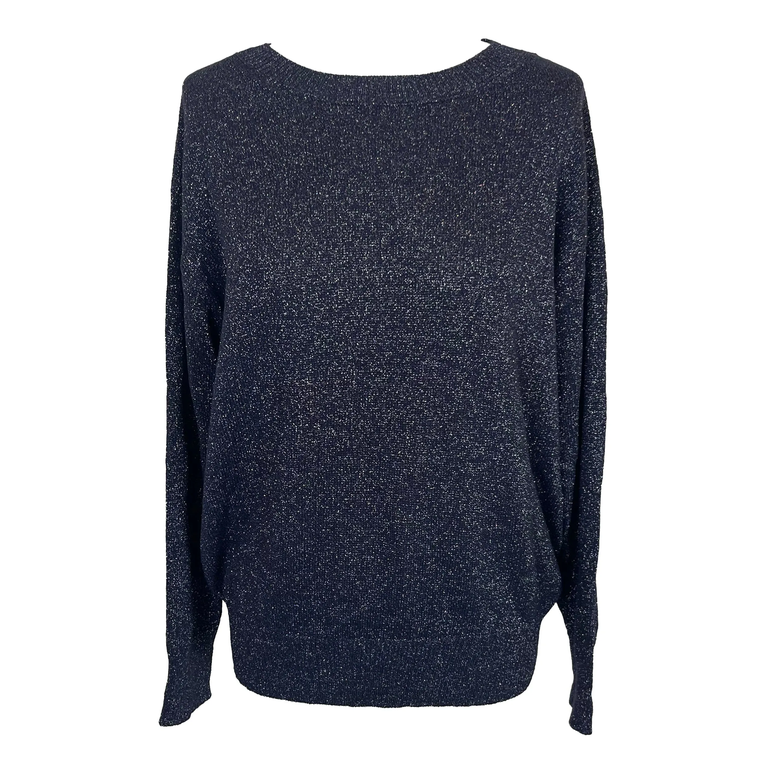 Dries Van Noten Brand New Navy Metallic Knit Sweater S