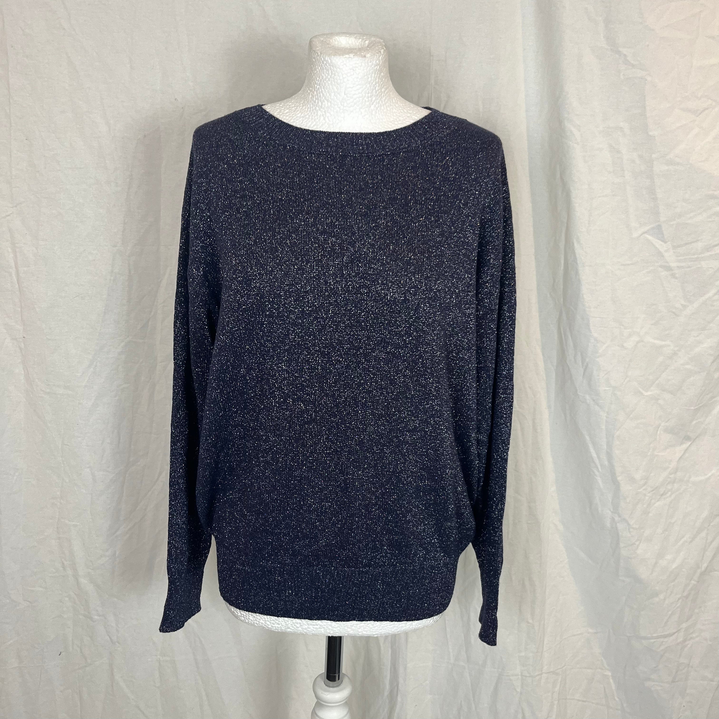 Dries Van Noten Brand New Navy Metallic Knit Sweater S