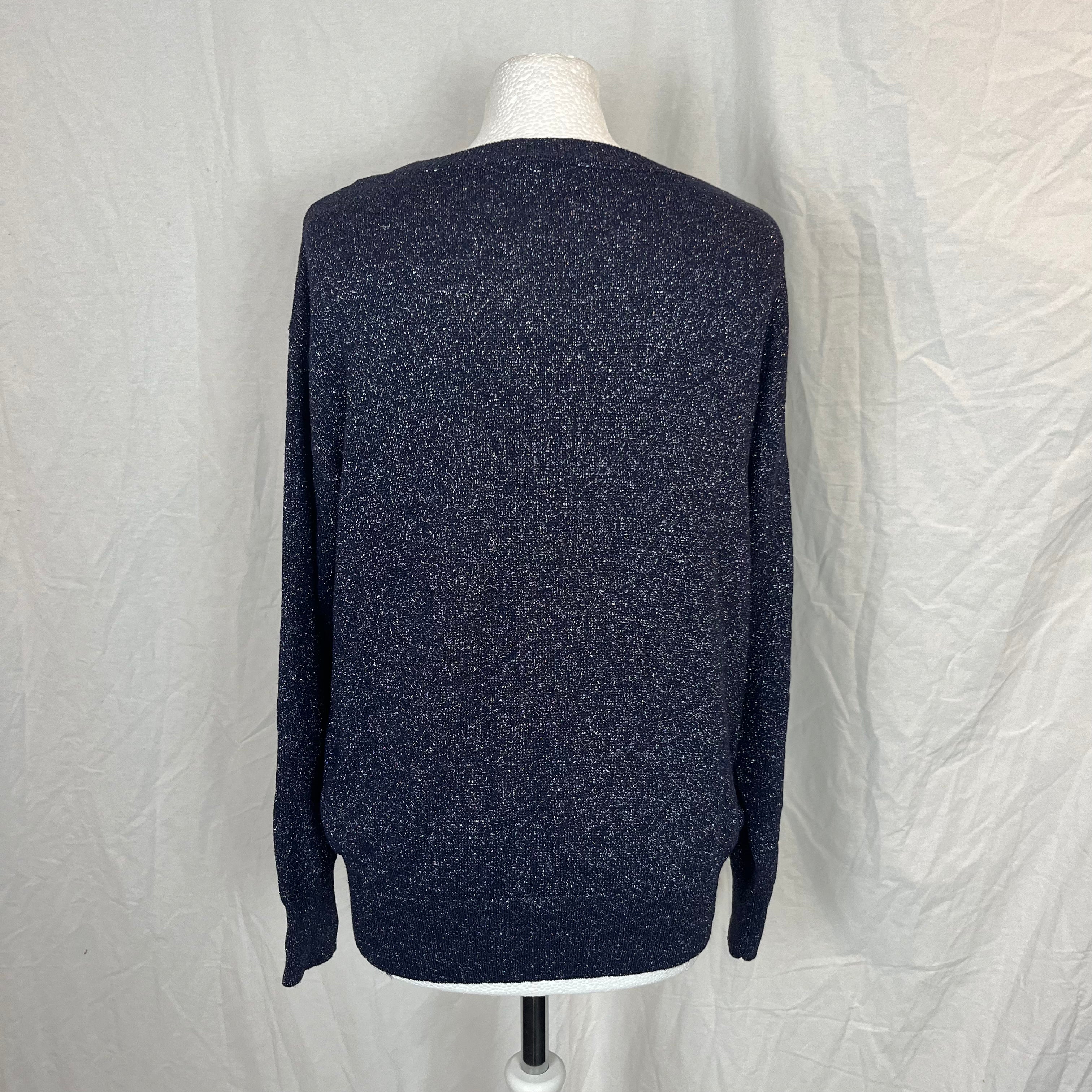 Dries Van Noten Brand New Navy Metallic Knit Sweater S