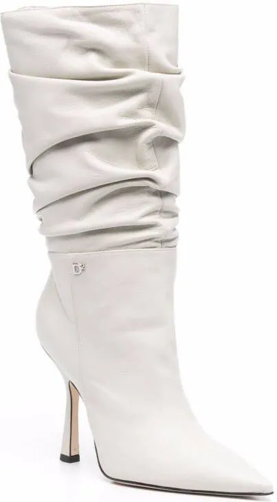 DSQUARED2 Blair ruched calf boots White