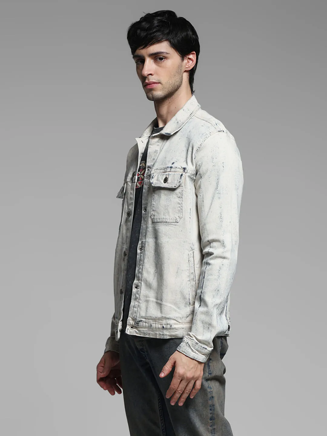 Ecru Washed Denim Jacket