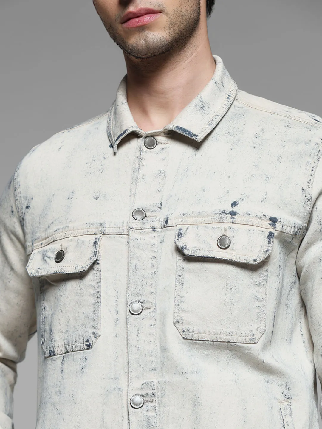 Ecru Washed Denim Jacket