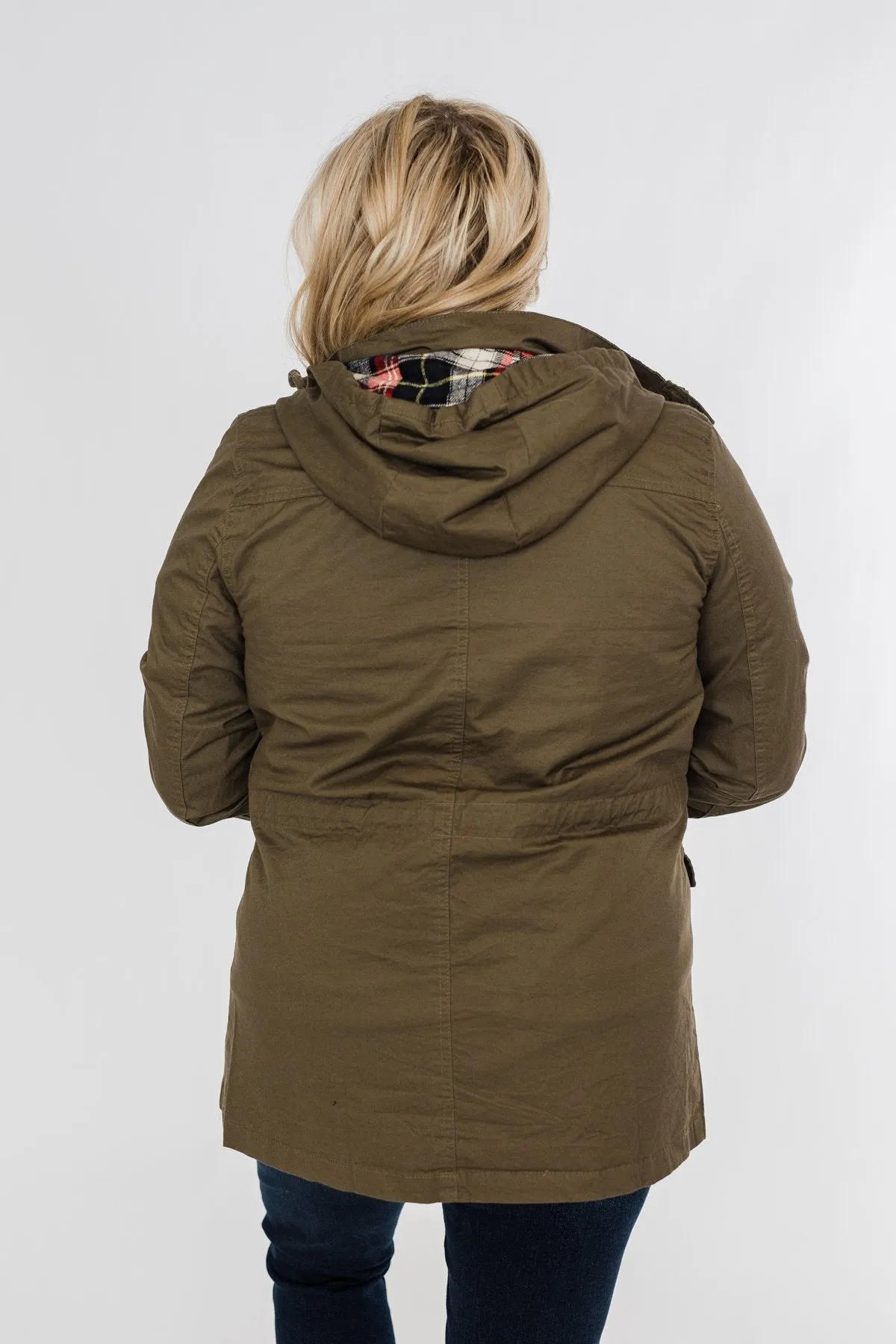 Flannel Lined Hood Utility Jacket- Olive