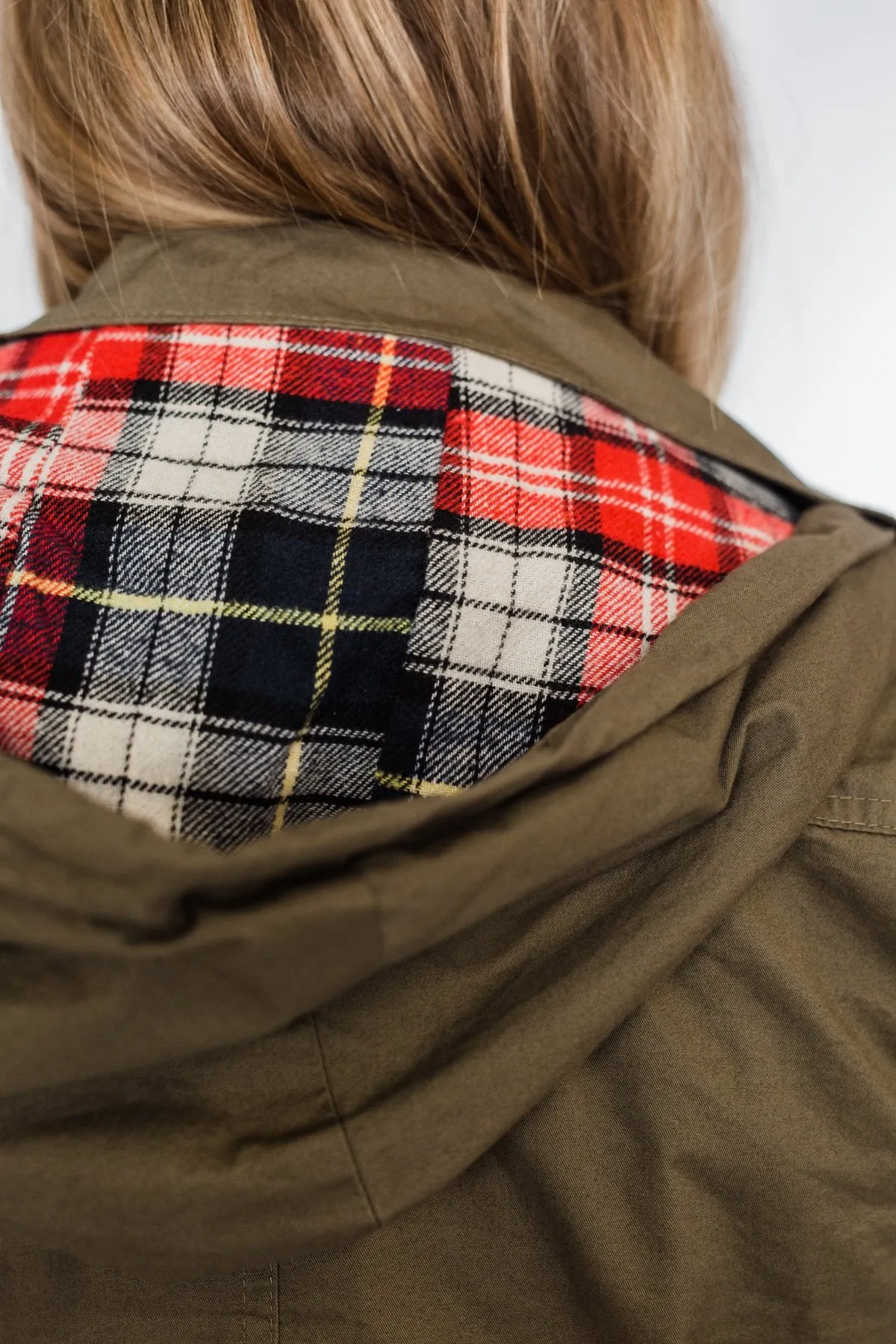 Flannel Lined Hood Utility Jacket- Olive