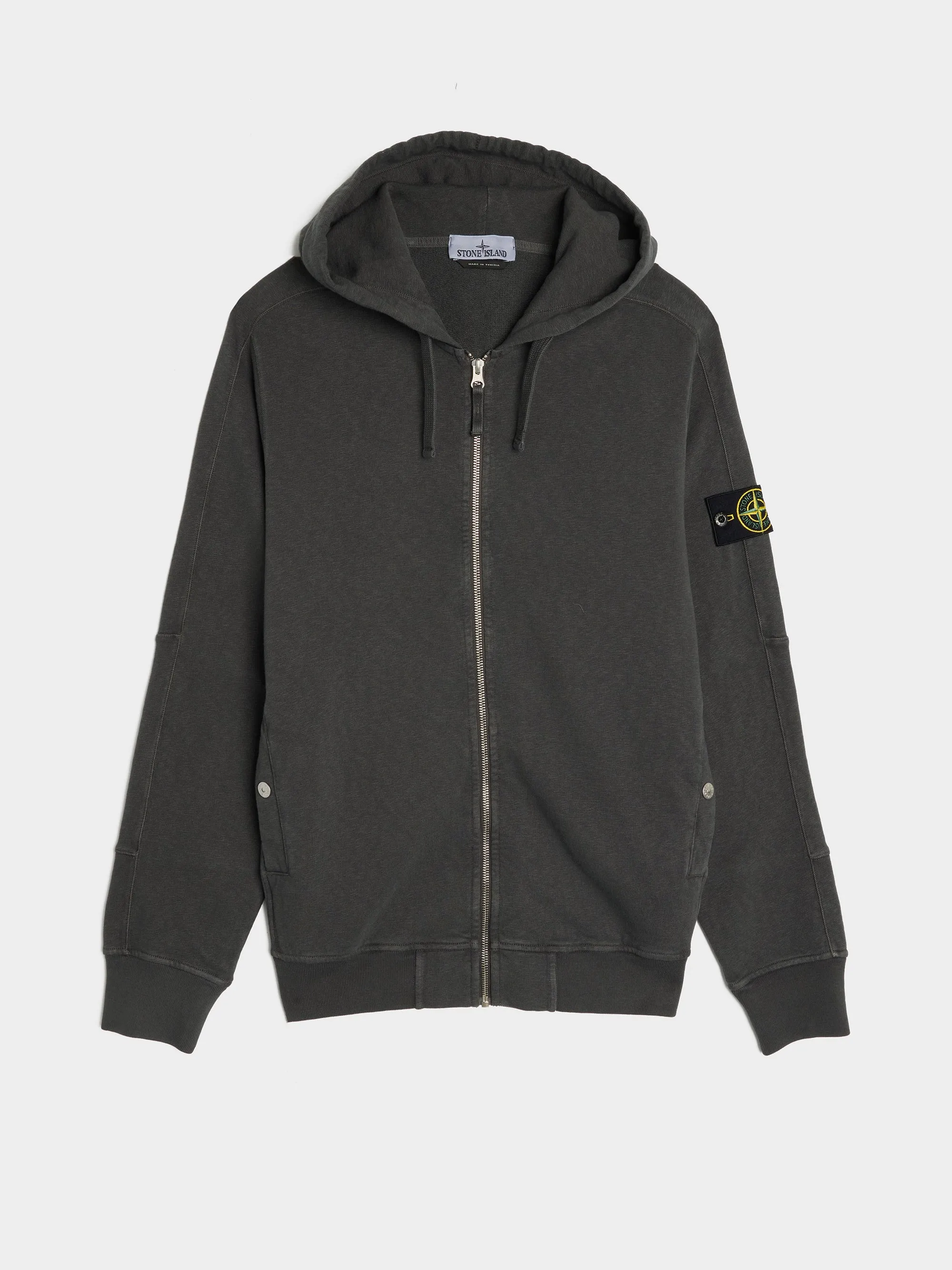 Garment Dyed Cotton Fleece Hoodie, Charcoal