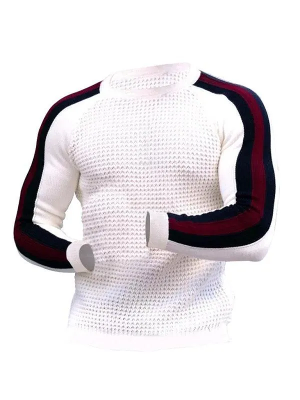 Geometric Round Neck Men Pullover Sweater