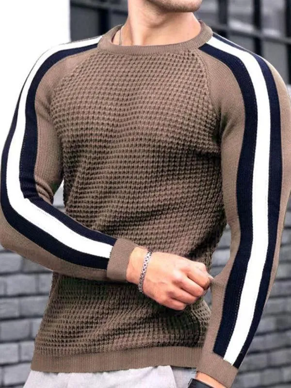 Geometric Round Neck Men Pullover Sweater