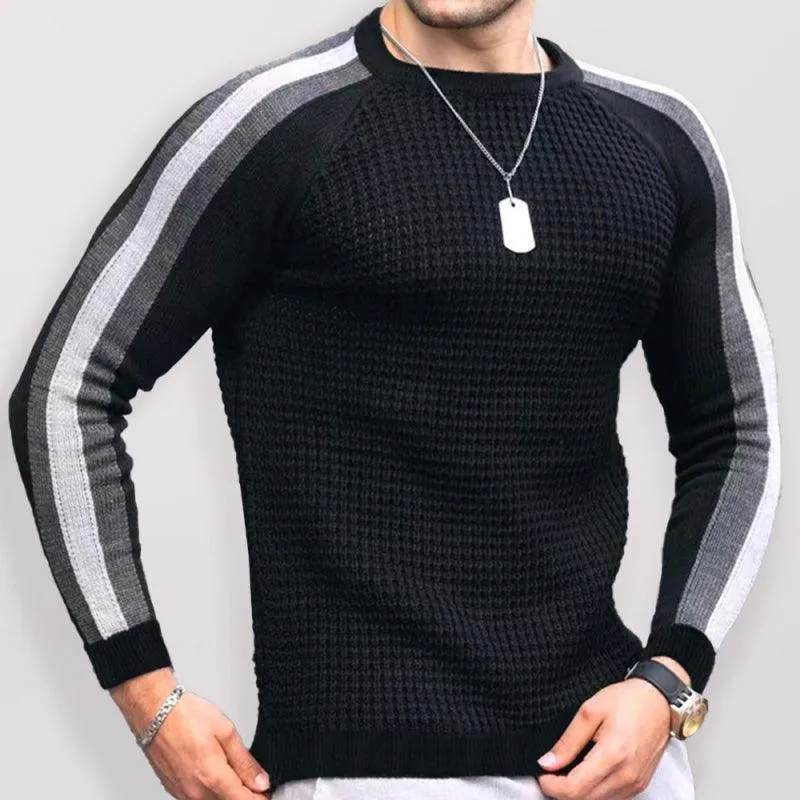 Geometric Round Neck Men Pullover Sweater