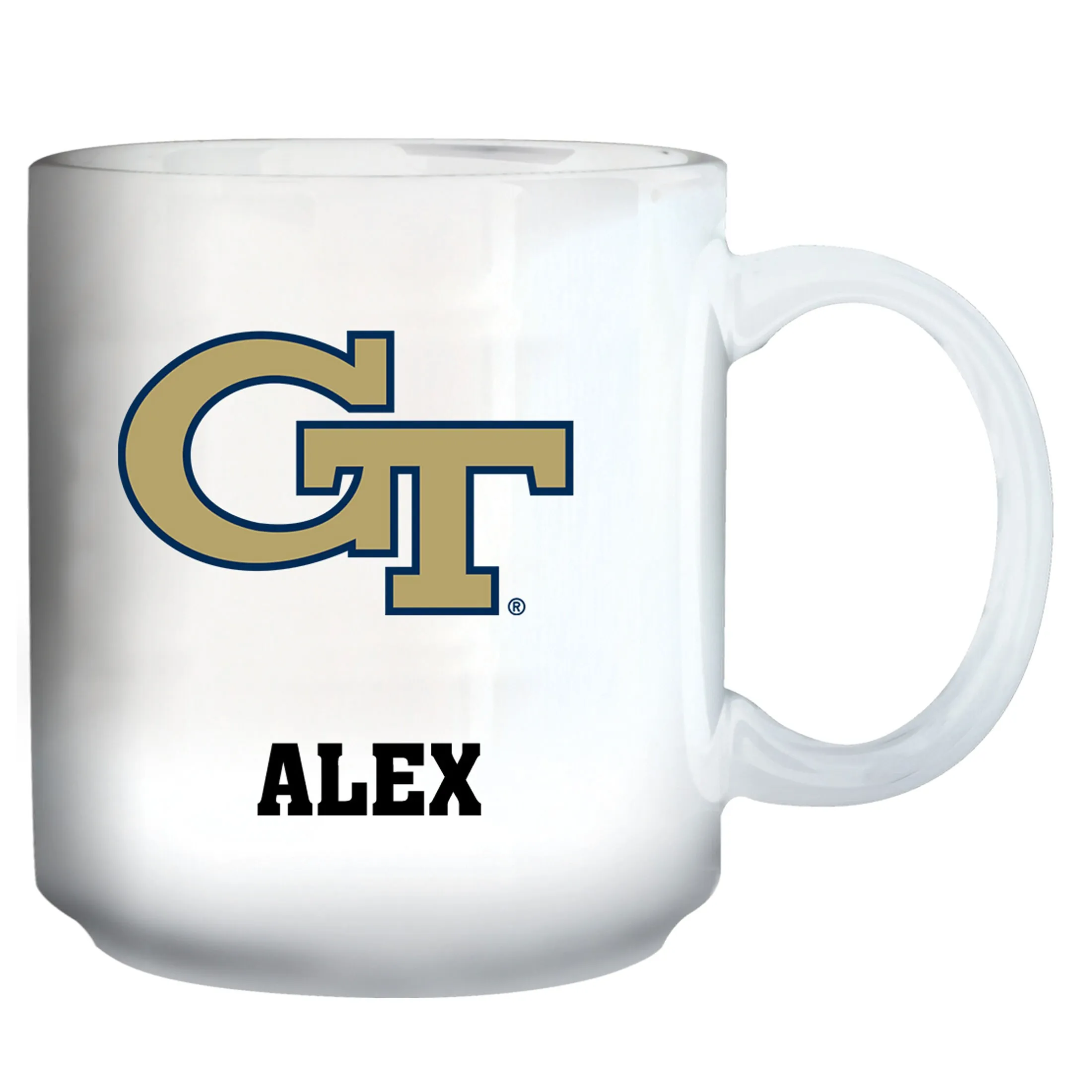 Georgia Tech Yellow Jackets White 11oz. Personalized Mug