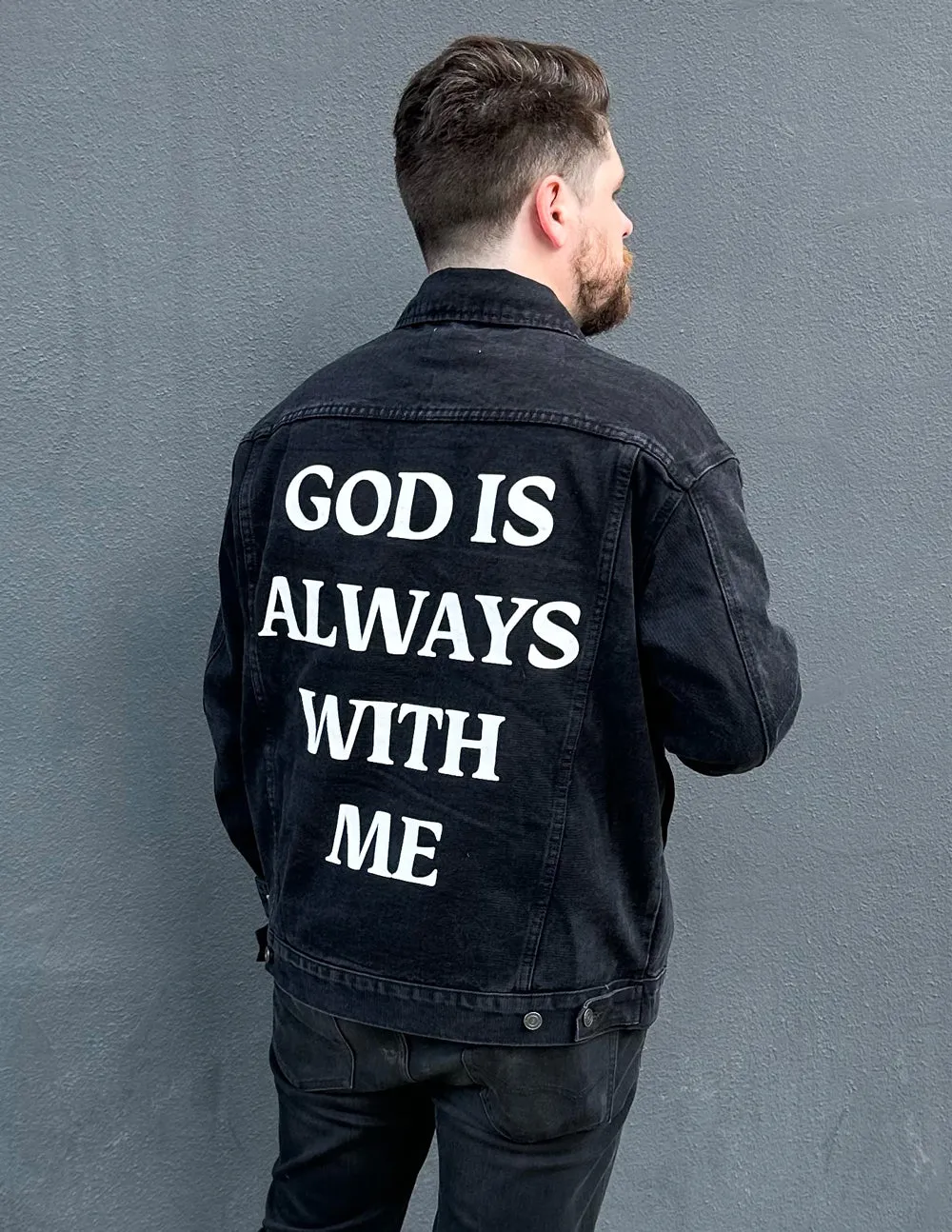 God is Always With Me Denim Jacket