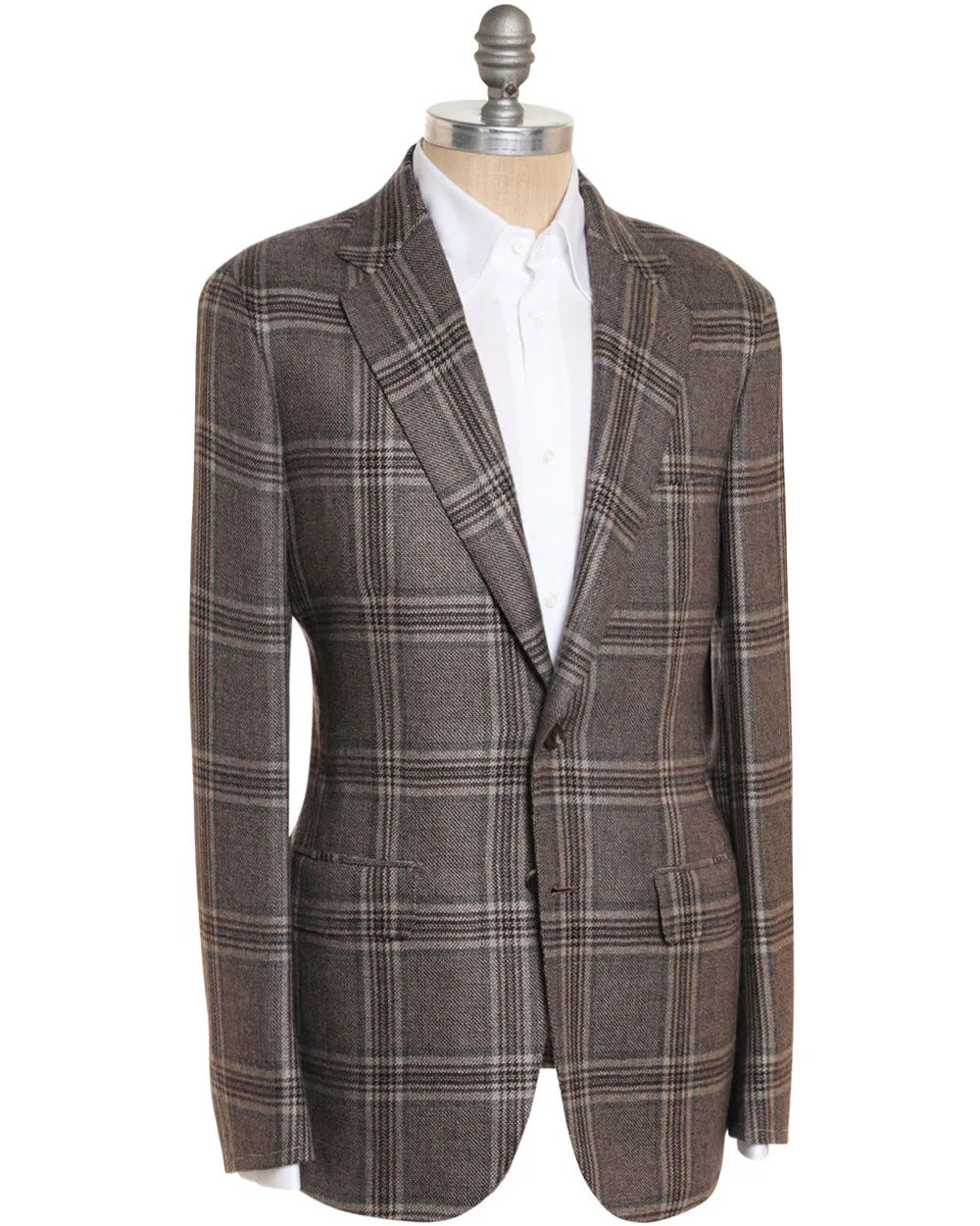 Graphite and Brown Cashmere Plaid Plume Sportcoat