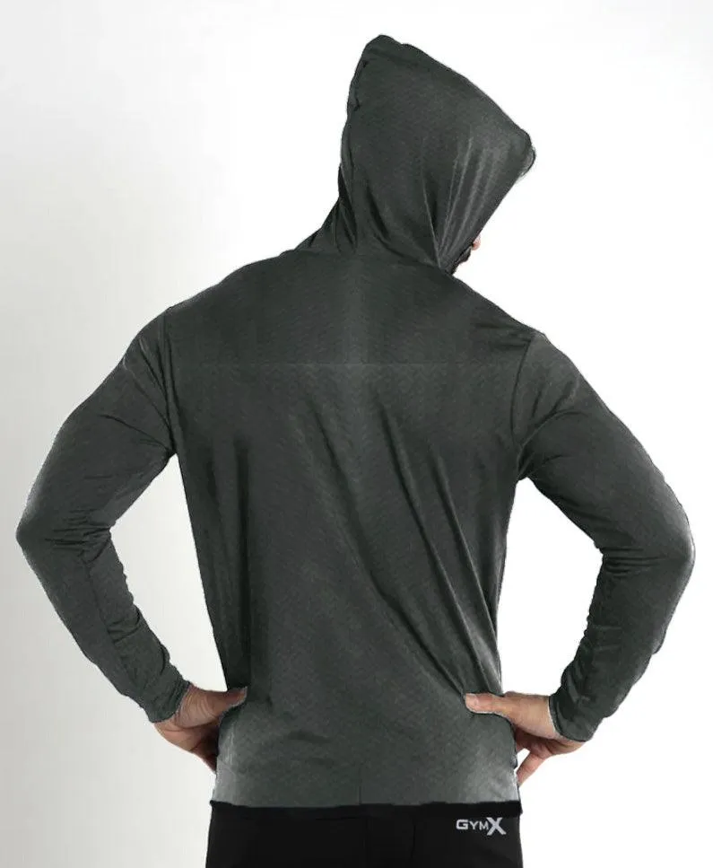 GymX  grey full sleeves Hoodie - Sale