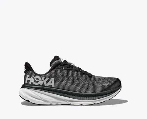 Hoka Kid’s Youth Clifton 9 Athletic Shoes- Black/White