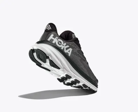 Hoka Kid’s Youth Clifton 9 Athletic Shoes- Black/White