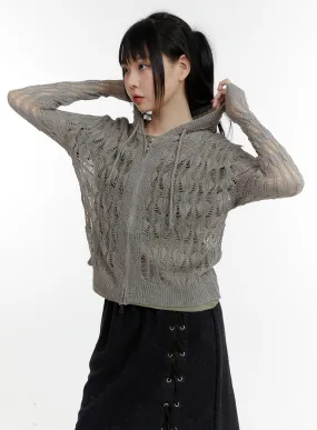 Hollow Out Knit Hoodie Jacket CA401