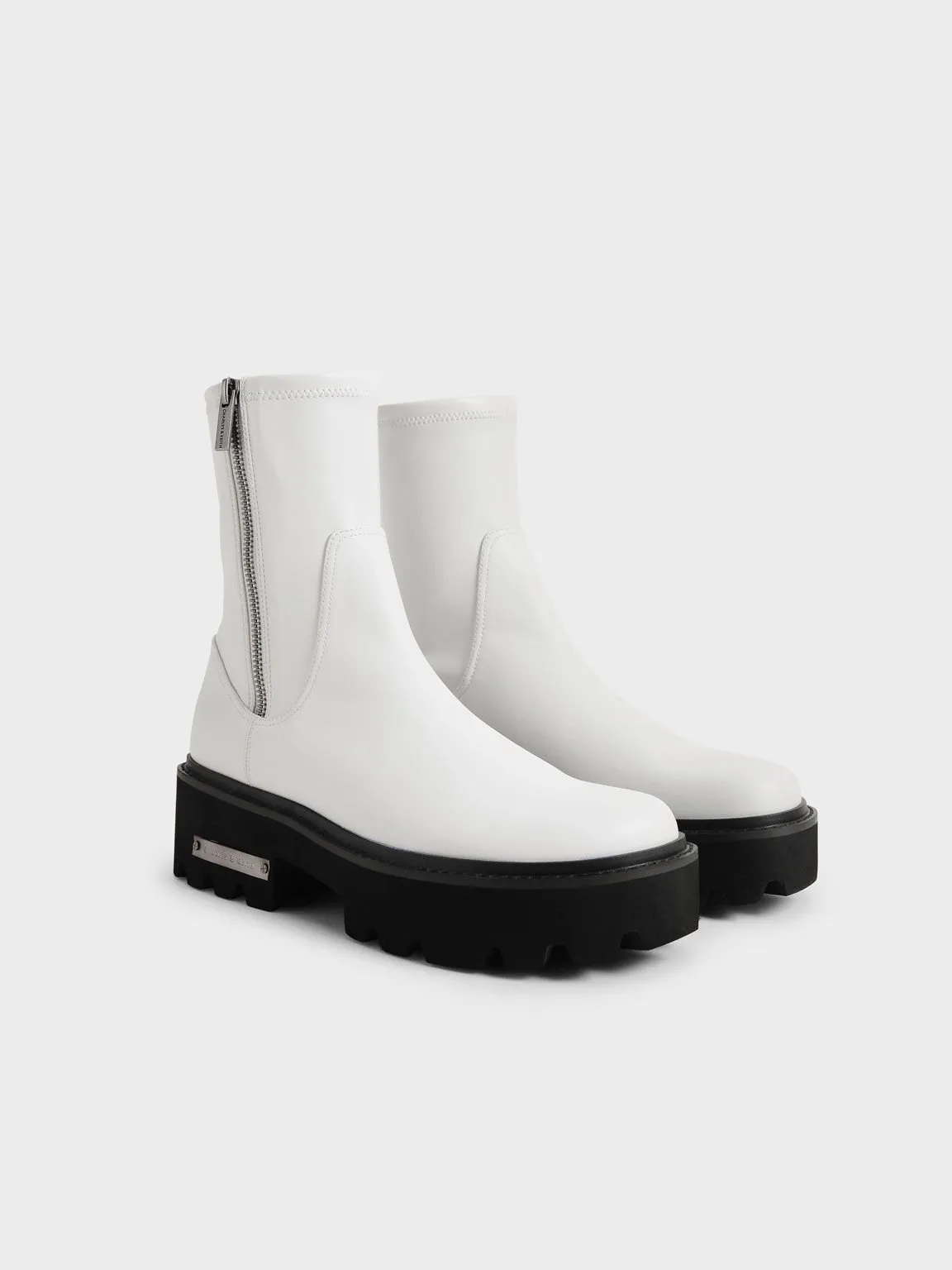 Imogen Side-Zip Ankle Boots - White