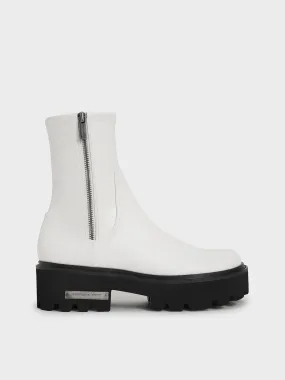 Imogen Side-Zip Ankle Boots - White