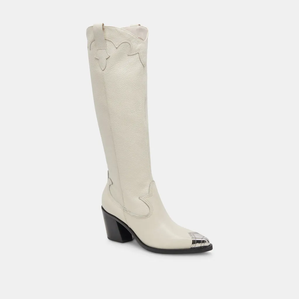 Kamryn Boots White Leather | Women's Western White Leather Boots– Dolce Vita 6908077441090